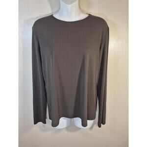 Lafayette NY 148 Women's Long Sleeve Blouse,Lg Espresso Designer,Relaxed,City